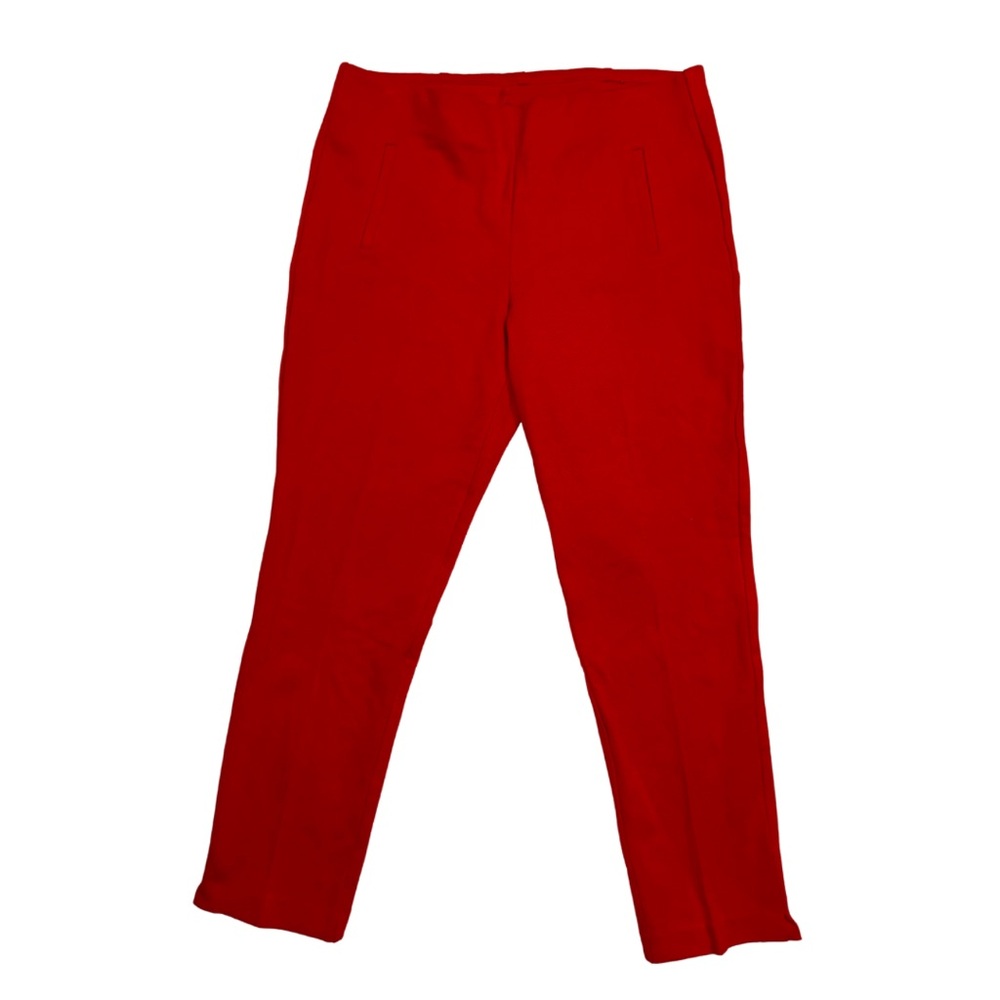 CHICO’S WOMENS RED JULIET STRAIGHT LEG SIDE VENT ANKLE PANT SIZE 1.5 (10-12)